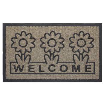 Kate Aurora Key West Welcome Daisies Coir Bristled Outdoor All Season Welcome Mat With Rubber Trim - 18"x30"