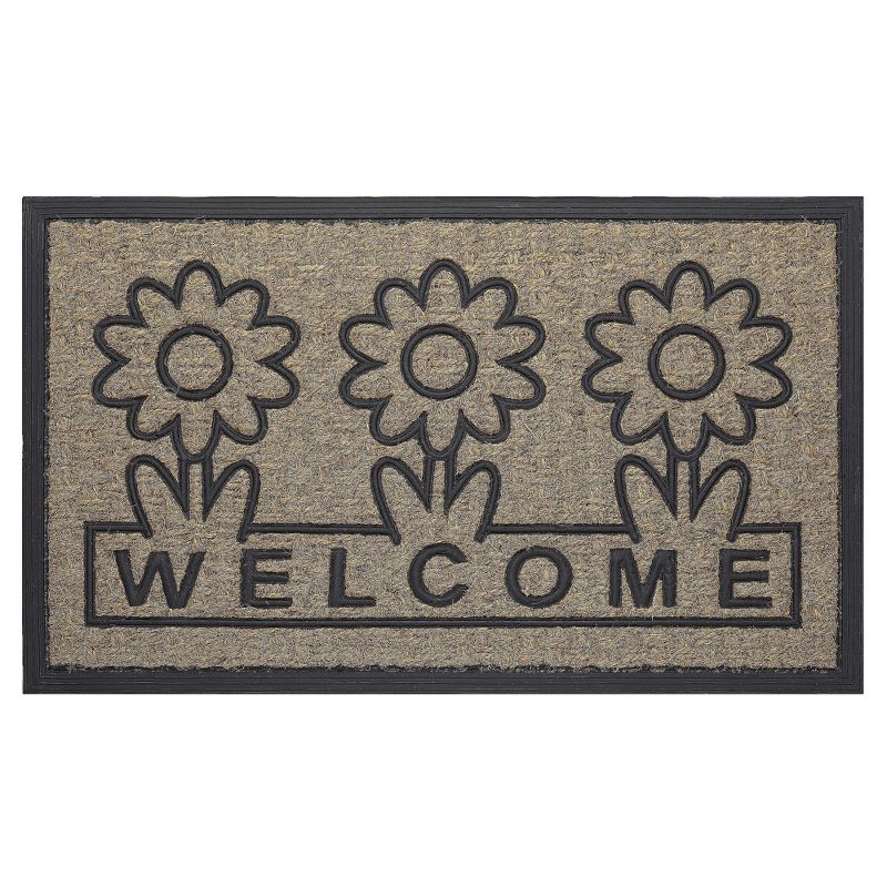 Kate Aurora Key West Welcome Daisies Coir Bristled Outdoor All Season Welcome Mat With Rubber Trim - 18"x30", 1 of 5