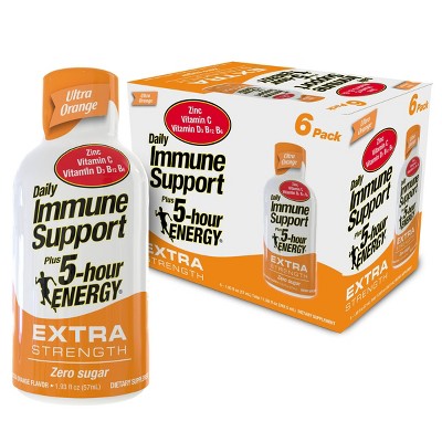 5 Hour Energy Extra Strength Daily Immune Support Shot - Ultra Orange - 6pk