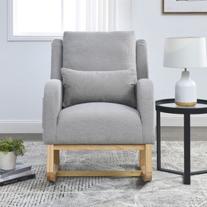 TOAOTBNBO Rocking Arm Chair with Two Side Pocket, Recliner Lazy Lounge Chair with Wood Legs Rocking Accent Chair for Rest Room - 1 of 4