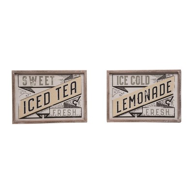 Transpac Wood Vintage Lemon Sign Set of 2 Spring Home Decorations