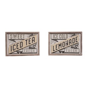 Transpac Wood Vintage Lemon Sign Set of 2 Spring Home Decorations - 1 of 1