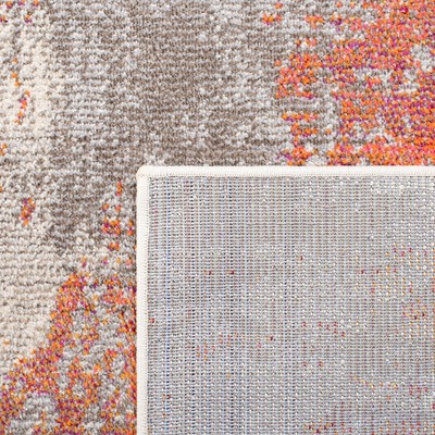 Gray and Orange Abstract 4' x 6' Synthetic Area Rug