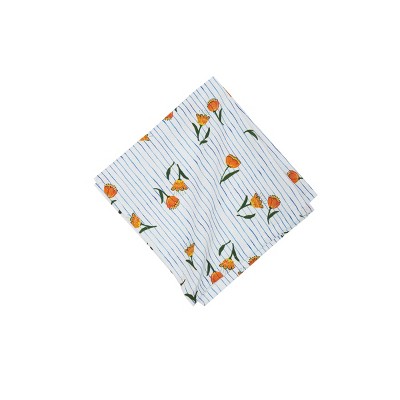 carol & frank 18" Molly Printed Marigold Garden Flowers Spring Themed Cotton Cloth Napkins, Set of 4