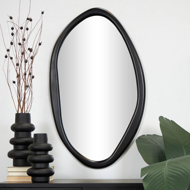 Wooden Abstract Oval Wall Mirror Black - Olivia & May, 2 of 9