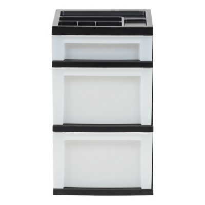 Black and Pearl 3-Drawer Plastic Storage Organizer