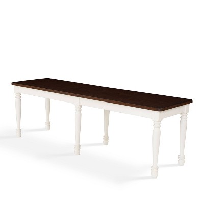 Distressed White and Dark Wood 4-Piece Dining Set with Bench