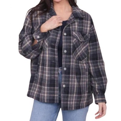 Women's Plaid Shacket With Pockets - Mikarose