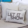 Gulches "Let It Snow" White Velvet Lumbar Pillow,14x20 with Insert, Winter Sofa Accent with Frosted Berries Trim - 4 of 4
