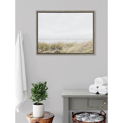 East Beach Coastal Canvas Print with Gray Frame