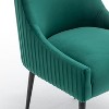 SEYNAR Modern Glam Velvet Black Metal Legs Dining Chair or Vanity Chair Set of 6 with Rear Handle - 4 of 4