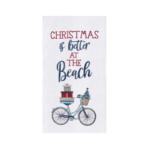 C&F Home Coastal "Christmas Better at the Beach" Sentiment Featuring Bicycle Embroidered Flour Sack Kitchen Towel 27L x 18W in. - 1 of 2