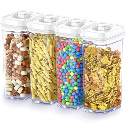 DWËLLZA KITCHEN White Lids Clear Plastic Airtight BPA-Free Food Storage Containers