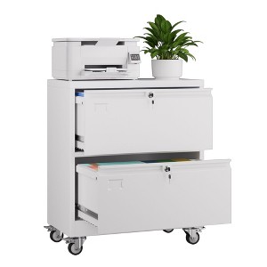 AOBABO 2 Drawer Wide File Cabinet with Wheels, Lockable Metal Filing Cabinet for Home Office, Legal/Letter Size,Required Assembled - 1 of 4