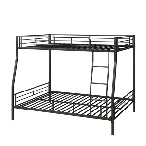 Bellemave Heavy Duty Metal Bunk Bed Full Over Queen Bunk Bed Frame for Adults, Noise Free Frames, No Boxing Spring Needed,Black - 1 of 4