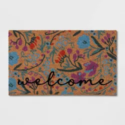 1'6"x2'6" 'Welcome' Floral Coir Doormat - Threshold™