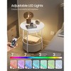Round LED Side Table with USB Ports & Power Outlets, Fabric Storage Basket, Modern Nightstand for Home Decor - 2 of 4
