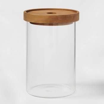 Large 47oz Glass & Wood Clamp Pantry Canister - Hearth & Hand