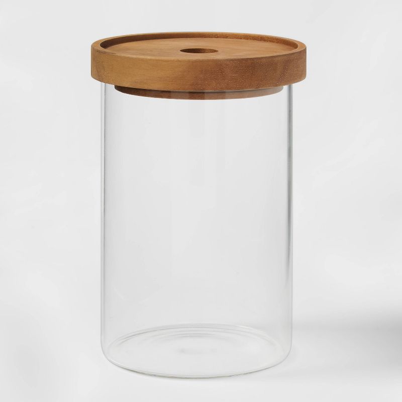 Medium Glass Storage Canister with Wood Lid - Threshold&#8482;, 1 of 11