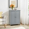 Tangkula Bathroom Floor Storage Cabinet Double Door Kitchen Cupboard Shoe Cabinet - 3 of 4