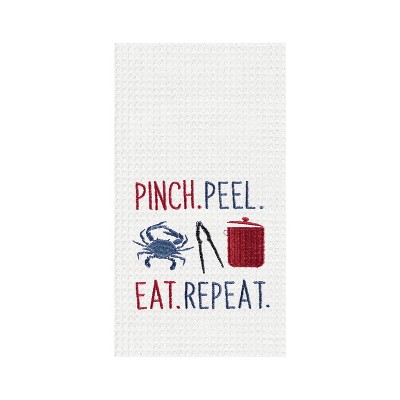 C&F Home Pinch Peel Eat Repeat Embroidered Waffle Weave Kitchen Towel