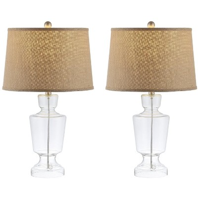 Amby Clear Glass Table Lamp Set with White Shade