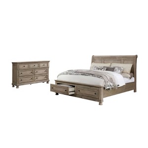 2pc California King Earl Bed and Dresser Set Gray - HOMES: Inside + Out: Transitional Style, Platform Frame, No Box Spring Needed - 1 of 4