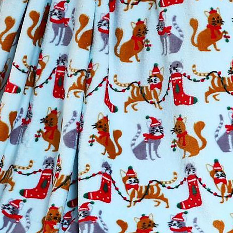 Plazatex Holiday "Christmas Cats" Design Micro Plush Throw Blanket - (50"x60") in Multicolor, 3 of 4