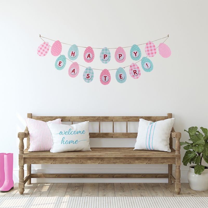Northlight 70" Pastel Checkered and Striped "Happy Easter" Hanging Banner, 2 of 7