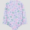 Carter's Just One You&#174 Toddler Girls' Long Sleeve Sea Life Rash Guard One Piece Swimsuit - Purple - 3 of 4