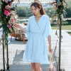 Anna-Kaci Women's V Neck Bell Sleeve Swiss Dot A-Line Elastic Waist Ruffle Dress - Small, Blue - 2 of 4
