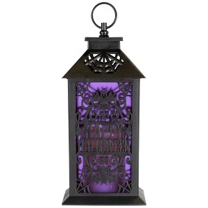 Northlight LED LIghted Bats "Happy Halloween" Candle Lantern - 11" - Black - 1 of 4