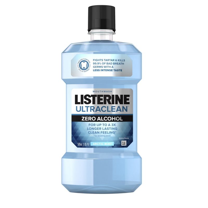 Listerine Ultraclean Zero Alcohol Tartar Control Mouthwash Arctic Mint - 500ml, 1 of 11