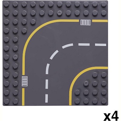 Large Gray Plastic Building Block Road Baseplates Set - 8 Pieces