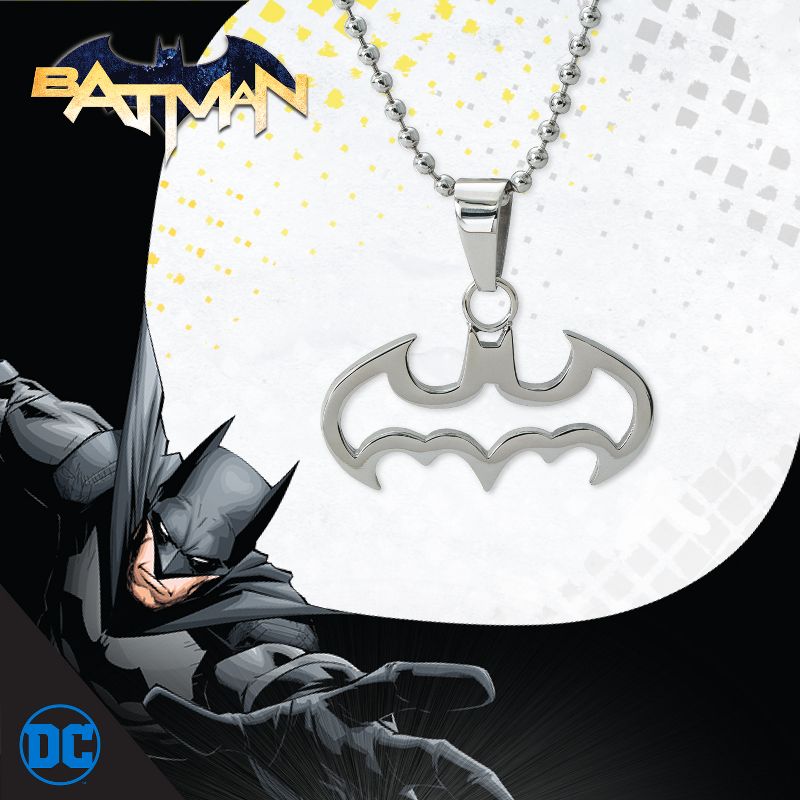 DC Comics Batman Stainless Steel Cut Out Logo Pendant Necklace, 16" Ball Chain, 5 of 6