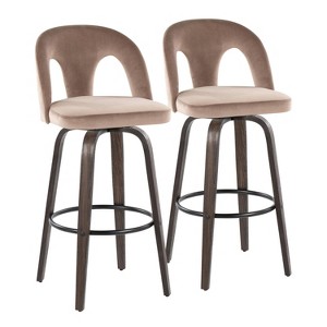 LumiSource Set of 2 Ava Barstools Dark Velvet - 1 of 4