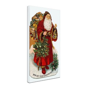 Trademark Fine Art -Vintage Apple Collection 'Christmas Stocking Santa' Canvas Art - 1 of 3