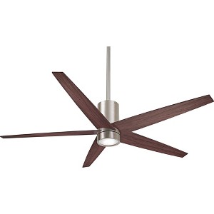 56" Minka Aire Modern Indoor Ceiling Fan with LED Light Remote Control Brushed Nickel Dark Walnut for Living Room Kitchen Bedroom - 1 of 4