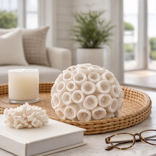 Coastal Resin Coral Orb, 6in