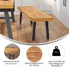 Flash Furniture Martindale Solid Acacia Wood Patio Dining Bench for 2 with Slatted Top and Black Flared Wooden Legs in a Natural Finish - 4 of 4
