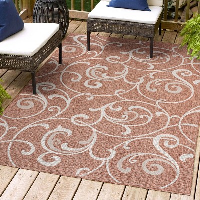 Maribel Traditional Classic All-Over Scroll Indoor/Outdoor Area Rug - JONATHAN Y