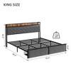 Upholstered Platform Bed Frame with Storage Headboard, Charging Station & 2 Drawers – Noise-Free - 2 of 4