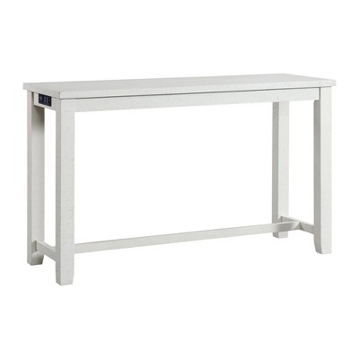 White Multipurpose Bar Table Set with Upholstered Stools