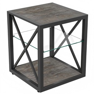 INFURNIC Nightstands 2 Tier End Table Modern Sofa Bedside Table Compact Nightstand with Storage Shelf, Black, 17.72"*17.72"*21.07" - 1 of 4