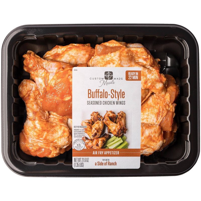 Custom Made Meals Buffalo-Style Seasoned Chicken Wings - 1.35lbs, 1 of 4