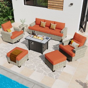 XIZZI Versatile Outdoor Rattan Sectional Sofa Set Collection, 8/9/10-Piece Set w/ Comfy Swivel Chairs, Perfect for Patio Relaxation and Entertaining - 1 of 4