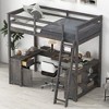 Sapphtopaz Loft Bed with U-shaped Desk,Space-Saving Bed Frame with Guardrail & ladder,Loft Bed with Drawers & Shelves for Teen&Adults - 3 of 4