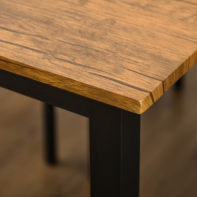 Industrial 5-Piece Dining Set with Dark Walnut MDF and Steel