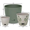 Bamboo Blooms Self-Watering Planter Set of 3 - Cream, Green Leaves & Sage Green - 2 of 4