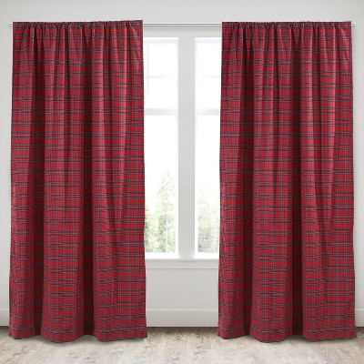 Plaid Fur Lined Curtain Panel With Rod Pocket - 1pk - Levtex Home : Target